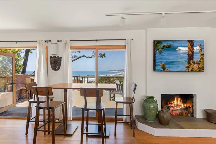 Cozy up to the fire after your surf session
