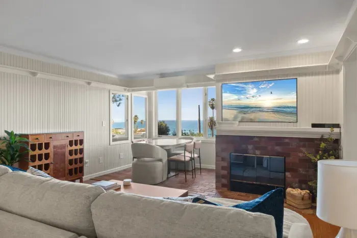 Large living room with sofa sleeper (fireplace is non-operational)