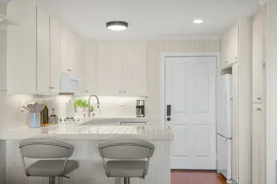 Fully equipped kitchen has everything you need for your month long stay