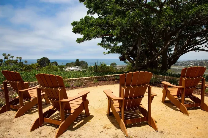 Outdoor seating - so many spots to stop and relax
