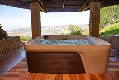 Jacuzzi & outdoor shower off the game room downstairs