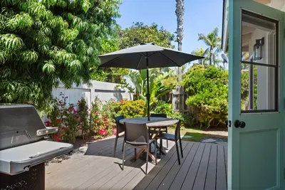 Lush private gated patio right off the kitchen