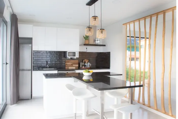 Wooden accents are warm and inviting