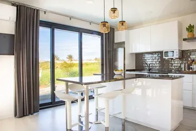 Second floor kitchen and island