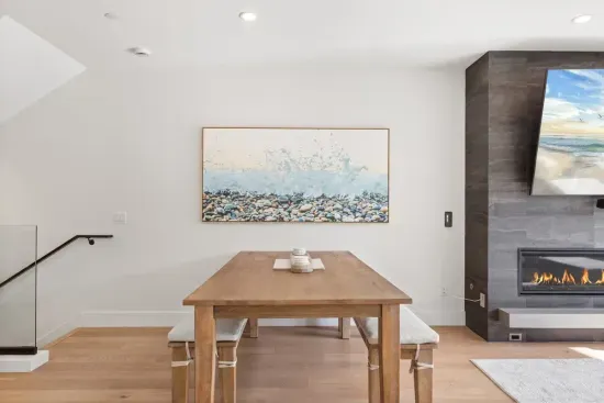 Dining table extends and allows seating for 10