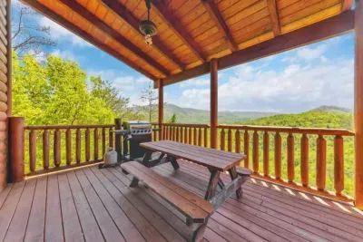 Gas grill and picnic table for al fresco dining