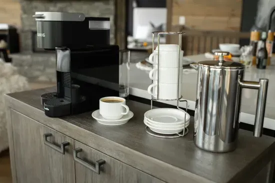 Sip, relax, and take in the view with your favorite brew—coffee and tea options for every guest.