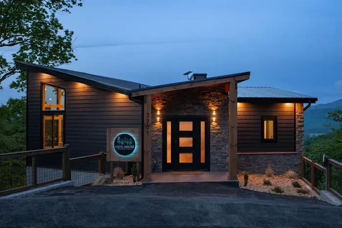 A brand-new modern cabin featuring breathtaking panoramic mountain views
