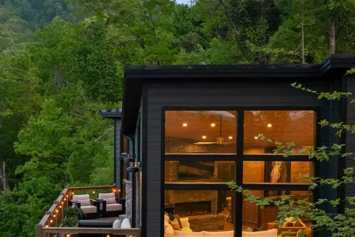 A secluded mountain escape—enjoy peaceful views, glowing firelight, and your private outdoor retreat