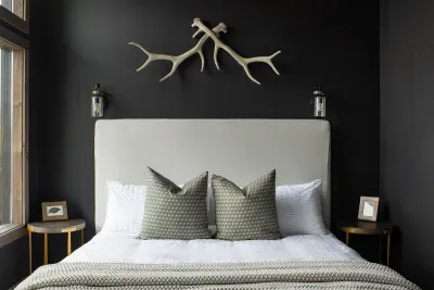 Master Bedroom | Mountain Views • Private Deck • Outdoor Fireplace Retreat