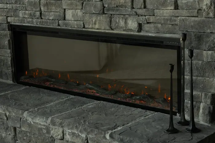 Cozy living room with electric fireplace—perfect for relaxing, movie nights, and unwinding in comfort