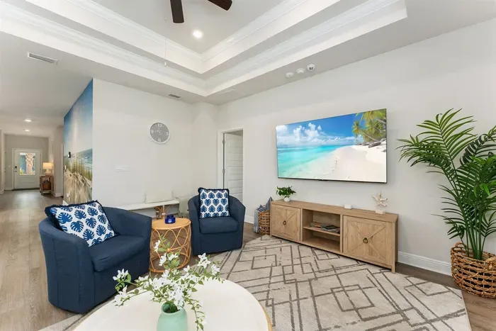 Gather & Watch – Comfortable Seating and 75” TV for the Perfect Movie Night