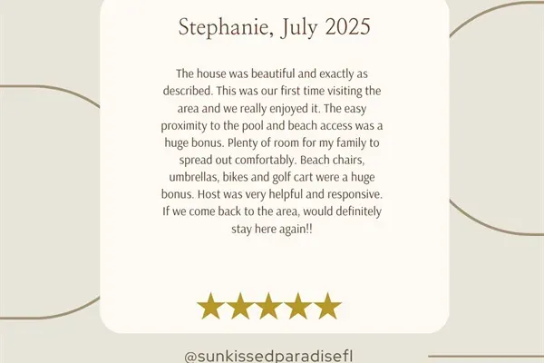 Sharing a 5-star review from one of our guests who stayed in July 2025