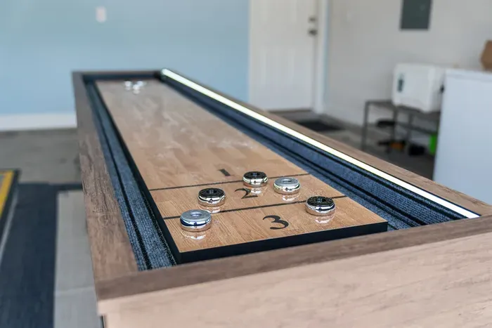 LED Shuffleboard Table with Bonus Bowling Game