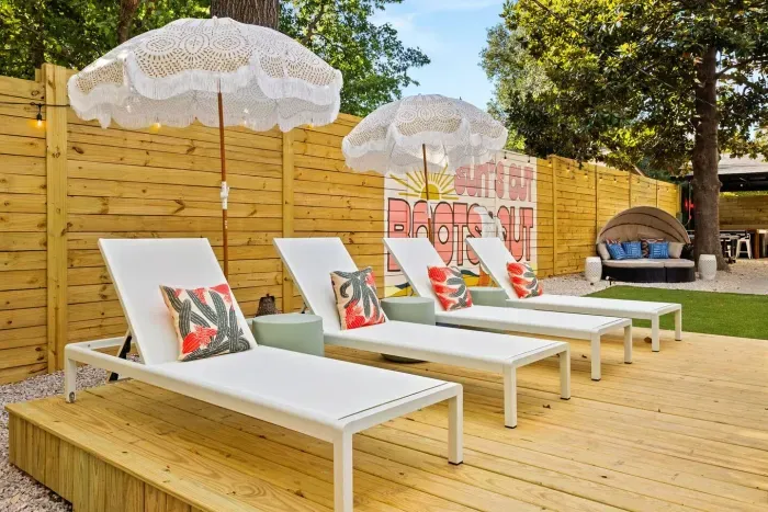pool loungers & umbrellas on the sun deck