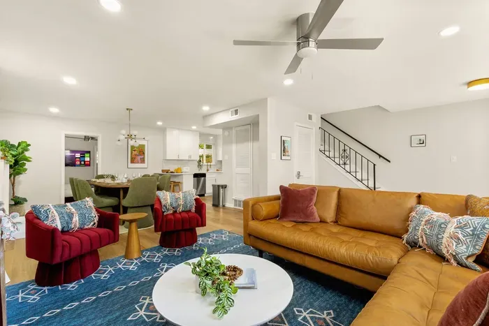 open concept living & dining area
