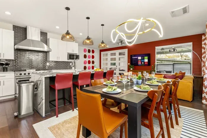 open concept living & dining area
