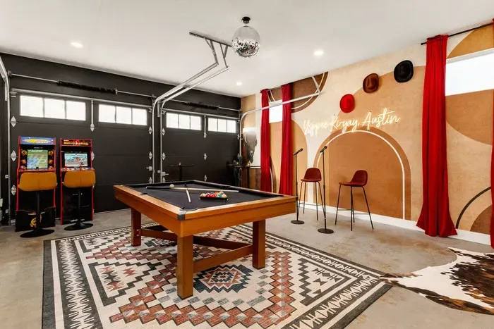 game room with a disco ball!