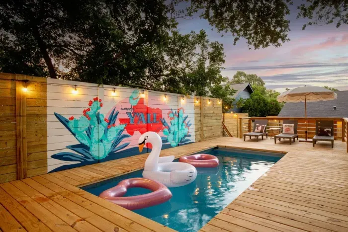 Luxury pool at Cowgirl Casa, a group-friendly Austin luxury rental