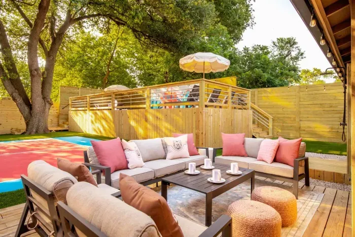 Outdoor seating area to enjoy morning coffee or evening drinks