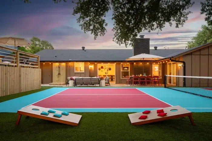 Lux backyard packed with games and amenities