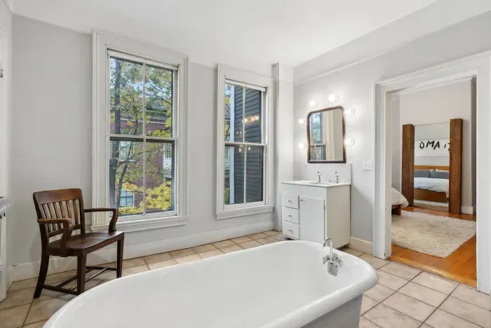 2nd floor bathroom, attached to king bedroom and hallway.