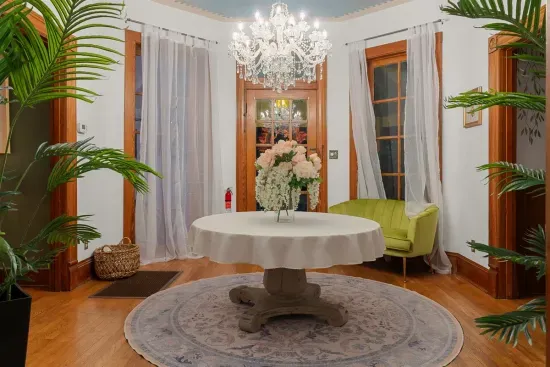 Foyer with hand painted ceiling