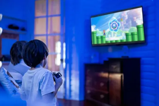 Kids harry potter room with Games and floating candels