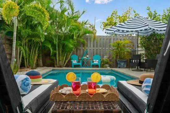Savor the ultimate poolside experience with drinks, snacks, and good company. Relaxation is guaranteed in this private paradise.