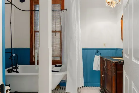 New claw foot bath and shower - Grab bar on wall