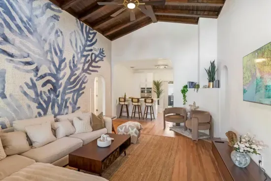Liviing area with comfortable seating and TV