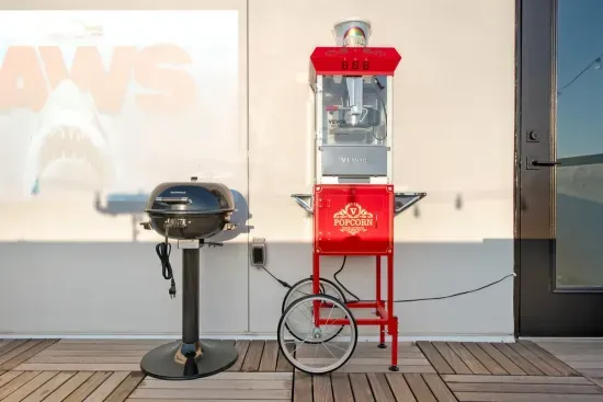 Electric grill and popcorn machine for ultimate rooftop experience