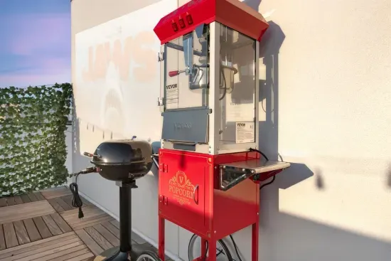 Electric grill and popcorn machine for ultimate rooftop experience