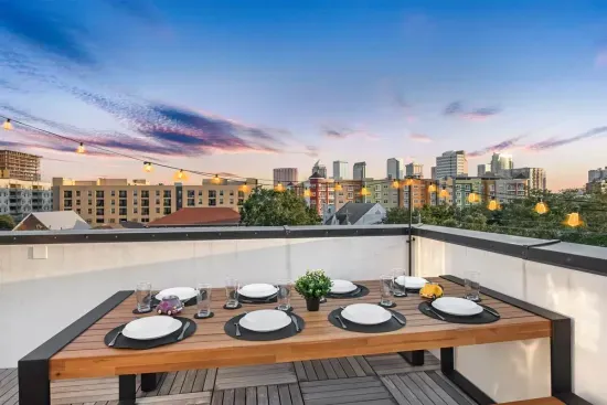 Enjoy our electric grill and rooftop dining experience with stunning sunsets