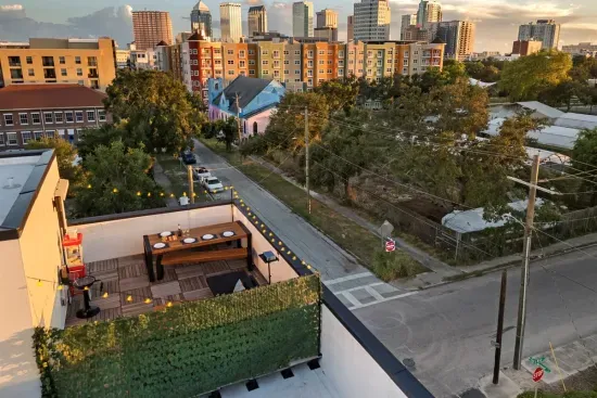Birds eye view of roof terrace
