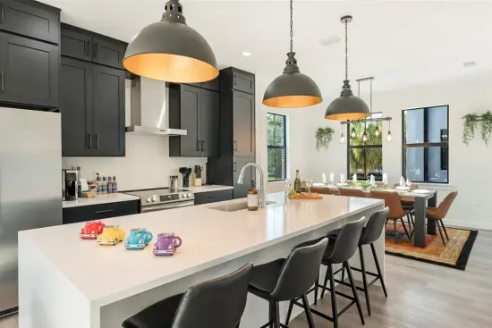 Modern Kitchen & Dining: Sleek design with stylish seating, perfect for culinary adventures!