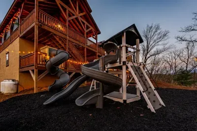 With three slides to choose from (one coming 9 feet down from the deck), there is endless fun outside.