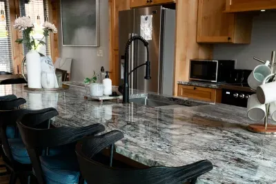 Two refrigerators and coffee bar as well as space to spread out and cook a meal for your family and friends