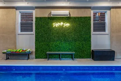 Custom LED Sign and Grass Wall for Photos