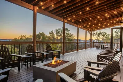 Gather around the cozy fire pit, surrounded by large group seating, and take in the breathtaking panoramic views.