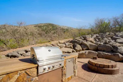 Outdoor grill and year-round fire pit.
