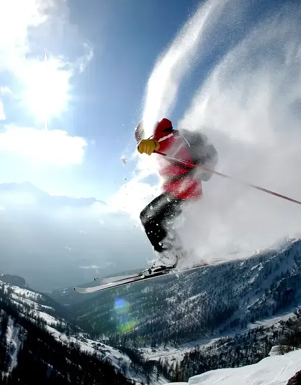 Skiing in snow