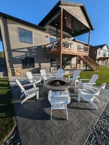 An awesome wood fire pit is the perfect spot to view the sunset with friends and family!