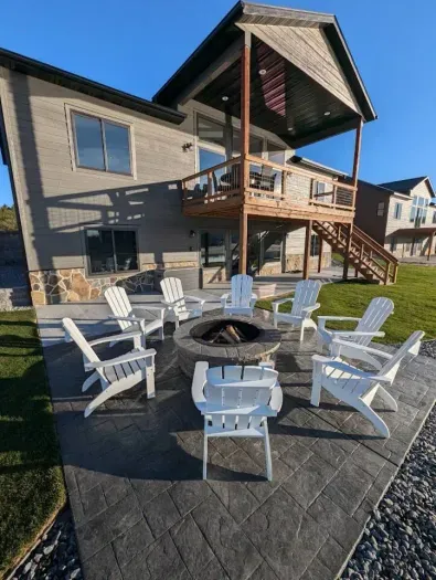An awesome wood fire pit is the perfect spot to view the sunset with friends and family!