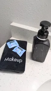 We kindly ask that you use the provided makeup cloths or towelettes for makeup removal.