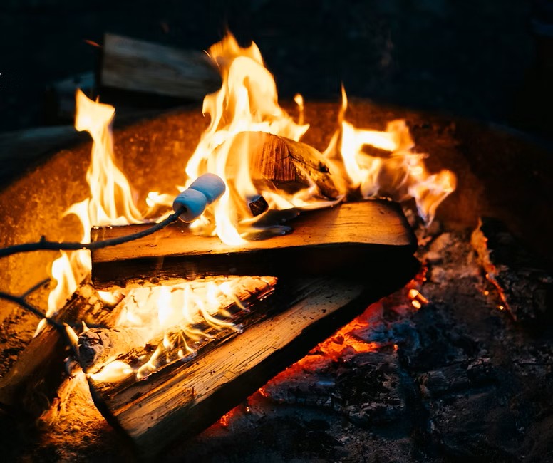 Bonfire on the beach at night