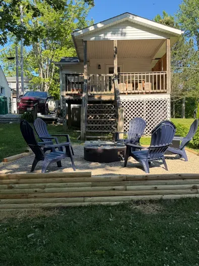 Gather around the fire pit after a day at the wineries, lakefront or SPIRE.