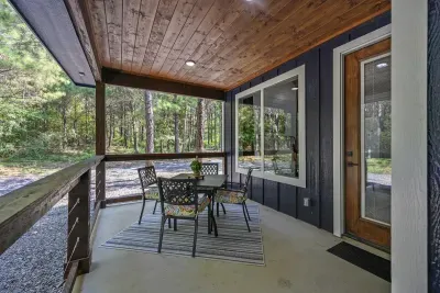 Covered dining off the back porch!
