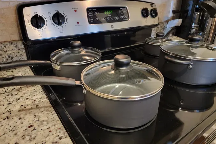 All the basic pots you need to cook a meal for your party.