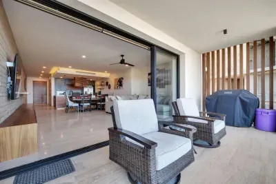 patio seating with BBQ